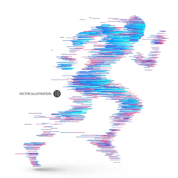 Gente Corriendo Compuesta Líneas Colores — Vector de stock