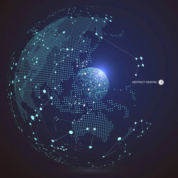 World Map Point Line Composition Representing Global Global Network Connection — Stock Vector