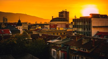 Bulgaristan'ın Sofya şehir üzerinden muhteşem görünüm