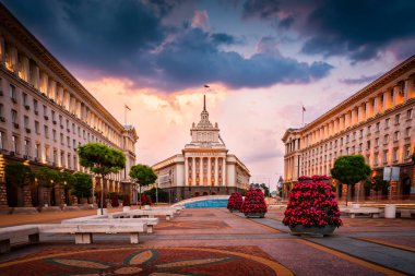 Stunning view of Sofia city center on a summer sunset in Bulgaria clipart