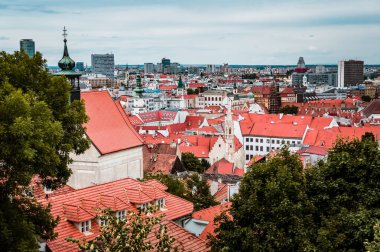 Tarihi merkezi Bratislava Slovakya üzerinden güzel panoramik görünüm