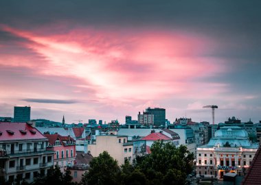Tarihi merkezi Bratislava Slovakya üzerinden güzel panoramik görünüm