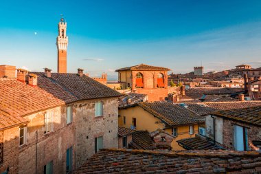 Secenery Siena, güzel bir ortaçağ Toskana, İtalya kubbe ve çan kulesi Siena Katedrali Manzaralı 
