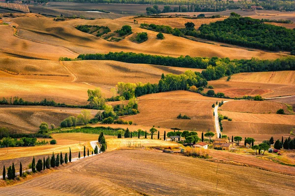 Beautiful rural landscape in Tuscany Italy with hills and meadow — Stock Photo, Image