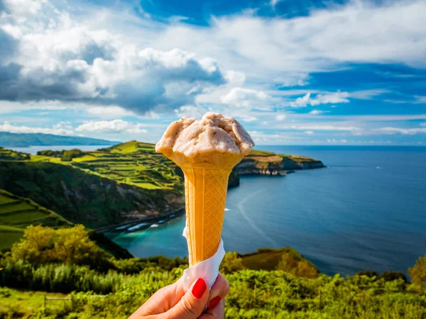 Local Ice cream in Sao Miguel Island in Azores Portugal — Stock Photo, Image