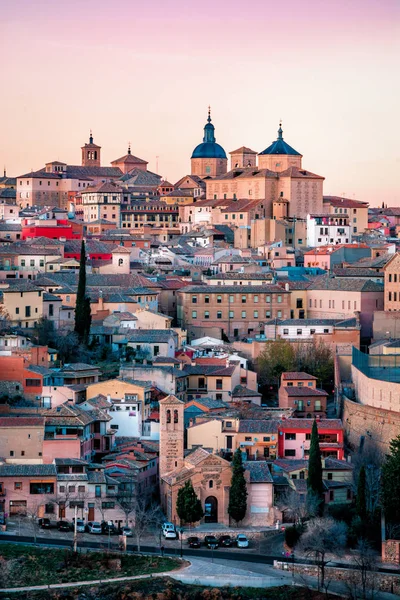 Panorama Toledo Západ Slunce Soumrak Španělsku Evropa — Stock fotografie