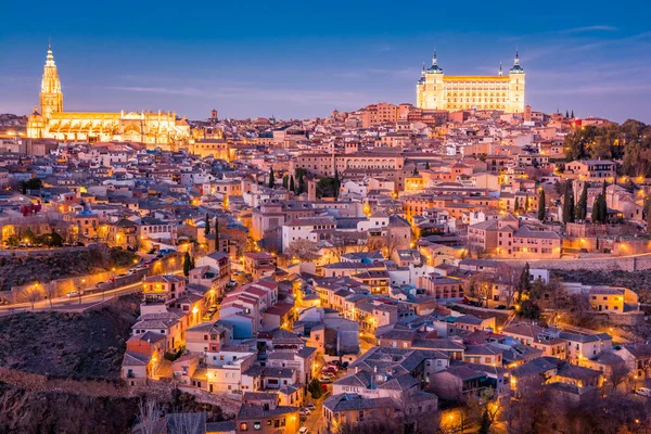 Panorama Toledo Pôr Sol Crepúsculo Espanha Europa — Fotografia de Stock
