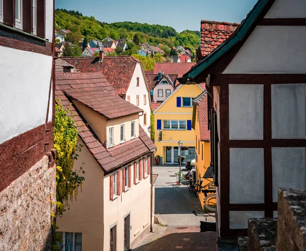 Rottingen Rottingen 的镇在陶伯谷沿浪漫路 巴伐利亚 — 图库照片