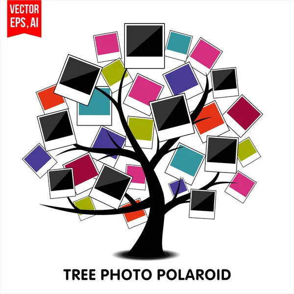 Δέντρο φωτογραφία Polaroid — Διανυσματικό Αρχείο