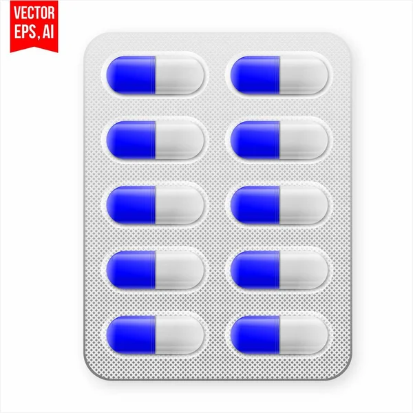 Tıbbi Tablet Blister Paketleri — Stok Vektör