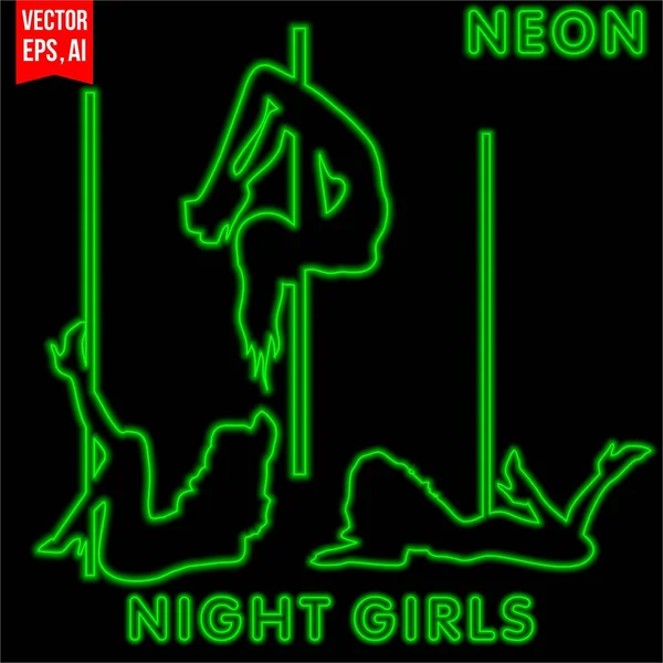 Neon Gece Kızlar Renkler — Stok Vektör