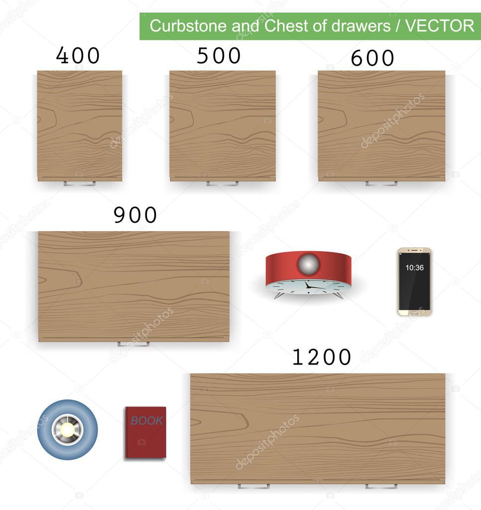 Vector isolated illustration furniture curbstone, chest of drawers, with books, interior room, office, bedroom element motion design in flat style