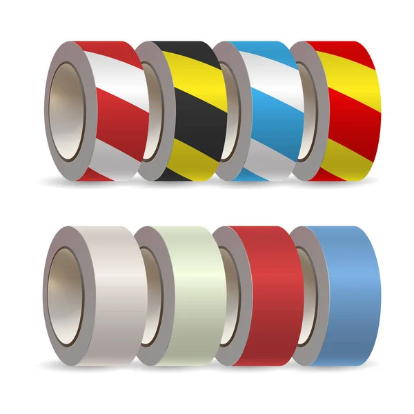 Set of rolls of tape. Stripes tape in a roll. — Stock Vector
