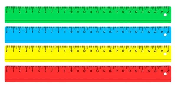 Rulers in centimeters and millimeters. Vector illustration set. — Stock Vector