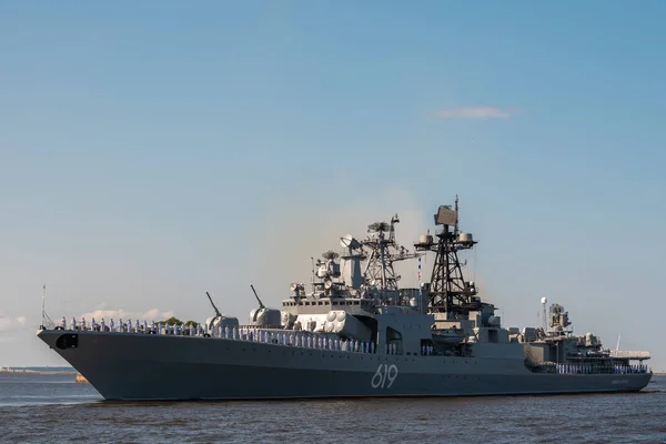 Russia Kronshtadt Grande Nave Antisommergibile Severomorsk Progetto 1155 Passa Vicino — Foto Stock