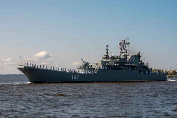 Росія Кронштадт Великий Десантний Корабель Мінськ Проекту 775 Проходить Біля — стокове фото