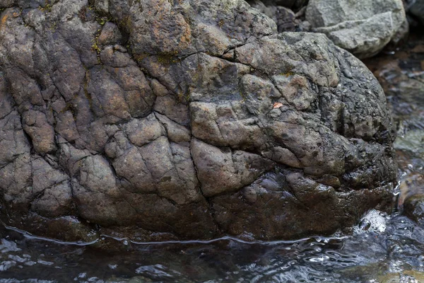 Berrak dağ suyundaki kayalar, yüzeysel alan derinliğine dikkat edin.
