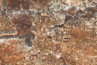 Güzel işaretli ilginç taş duvar.