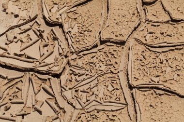 Kurumuş ve çatlamış çamurun izleri, derin alan derinliğine dikkat edin.