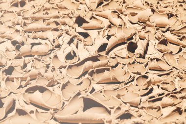 Kurumuş ve çatlamış çamurun izleri, derin alan derinliğine dikkat edin.