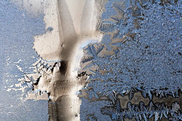 Frost Patterns Glass Note Shallow Depth Field — Stock Photo, Image