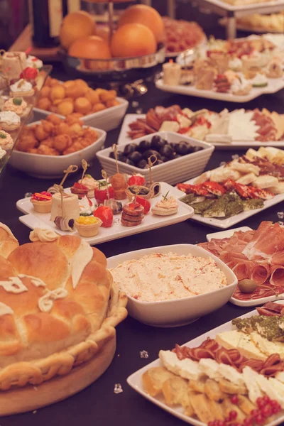 Decorated Swedish Table Variety Good Food Note Shallow Depth Field — Stok fotoğraf