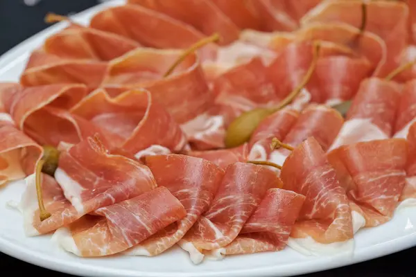 Prosciutto Served Appetizer Stock Image