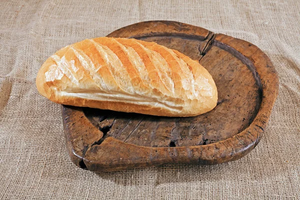 Loaf Bread Old Wooden Board — Stock Photo, Image