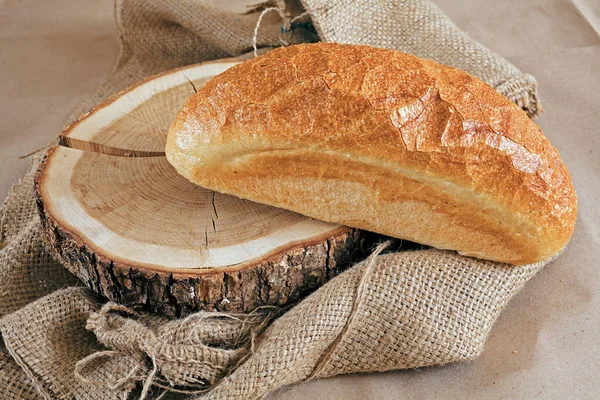 Pane Fresco Ceppo Legno — Foto Stock