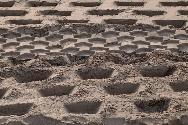 Пісок Будівництві Слідами Подвійного Вібраційного Ролика Відзначимо Невелику Глибину Різкості — стокове фото
