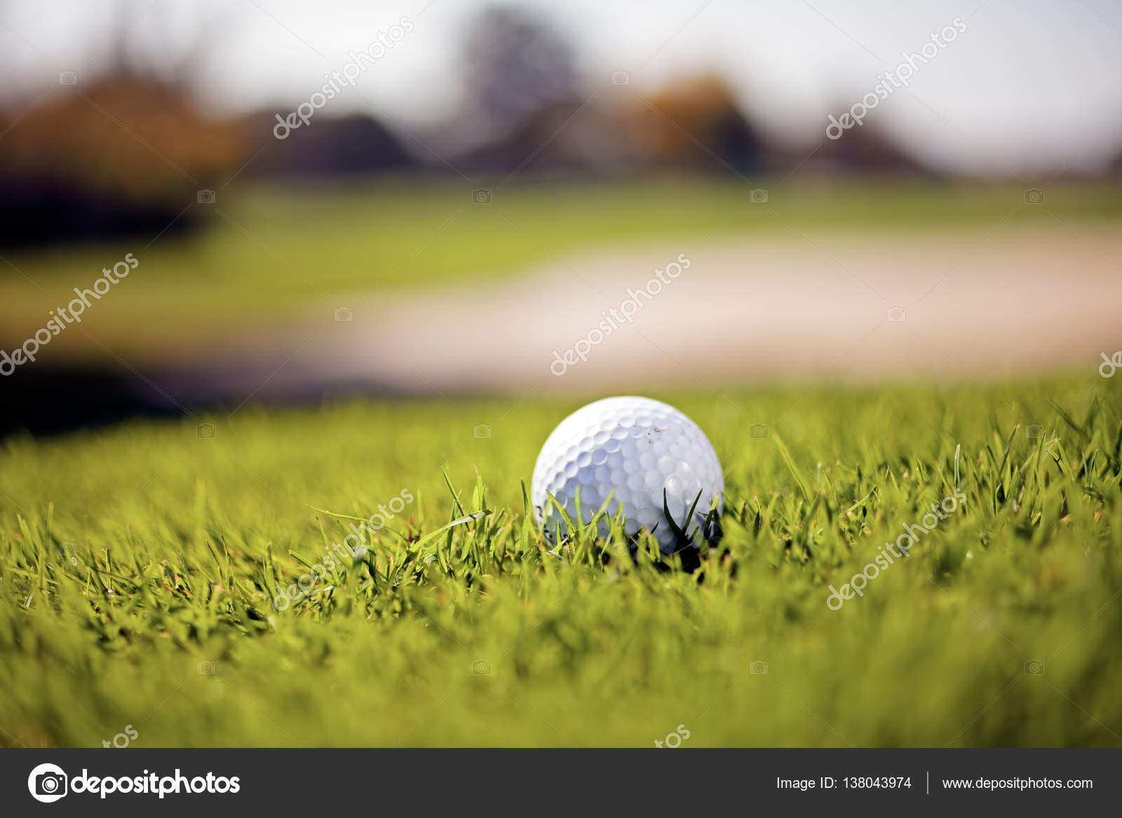 Golf Ball Green Grass Note Shallow Depth Field Stock Photo by