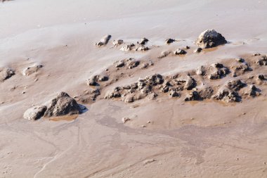 Sonbaharda çamurlu kır yolu, sığ alan derinliğine dikkat edin.