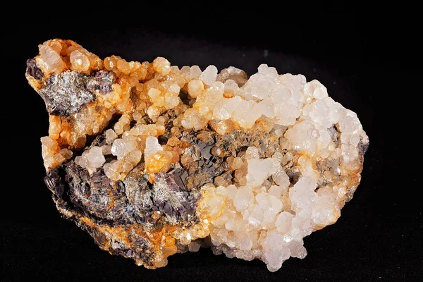 Calcit Mineral Din Grupul Carbonat Fundalul Negru — Fotografie, imagine de stoc