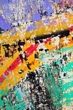 Ruined old wall in various paint residues