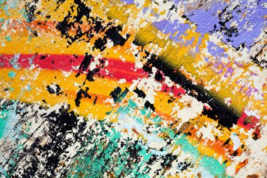 Ruined old wall in various paint residues