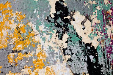 Ruined old wall in various paint residues