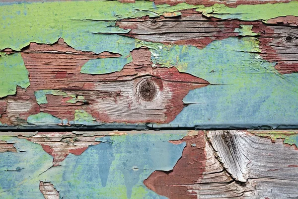 Poškozená Dřevěná Stěna Zbytky Barvy — Stock fotografie