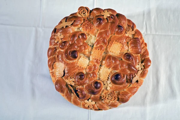 Православний Традиційний Торт Білій Тканині — стокове фото