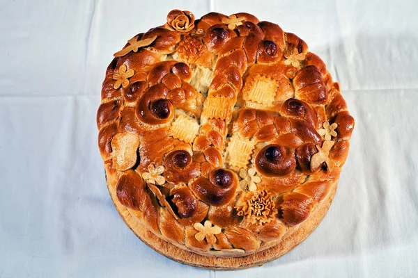 Ortodoksyjne Tradycyjne Ciasto Białej Tkaninie — Zdjęcie stockowe