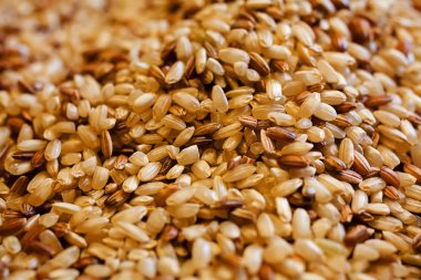 Kahverengi pirinç masaya döküldü.