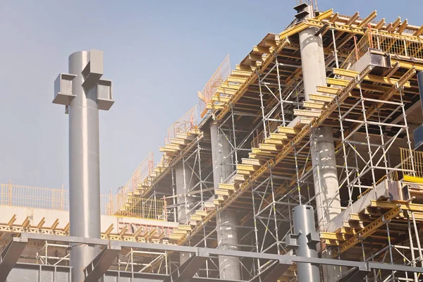 Edificio Construcción Con Andamio Grúa — Foto de Stock