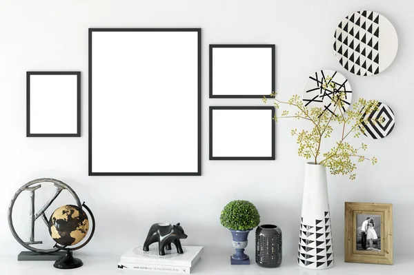 Frame mockup, Poster mock-up, Product Mockups, Canvas Mockup, Presentation art work, scandinavian style  Stock Image — Stock Photo, Image