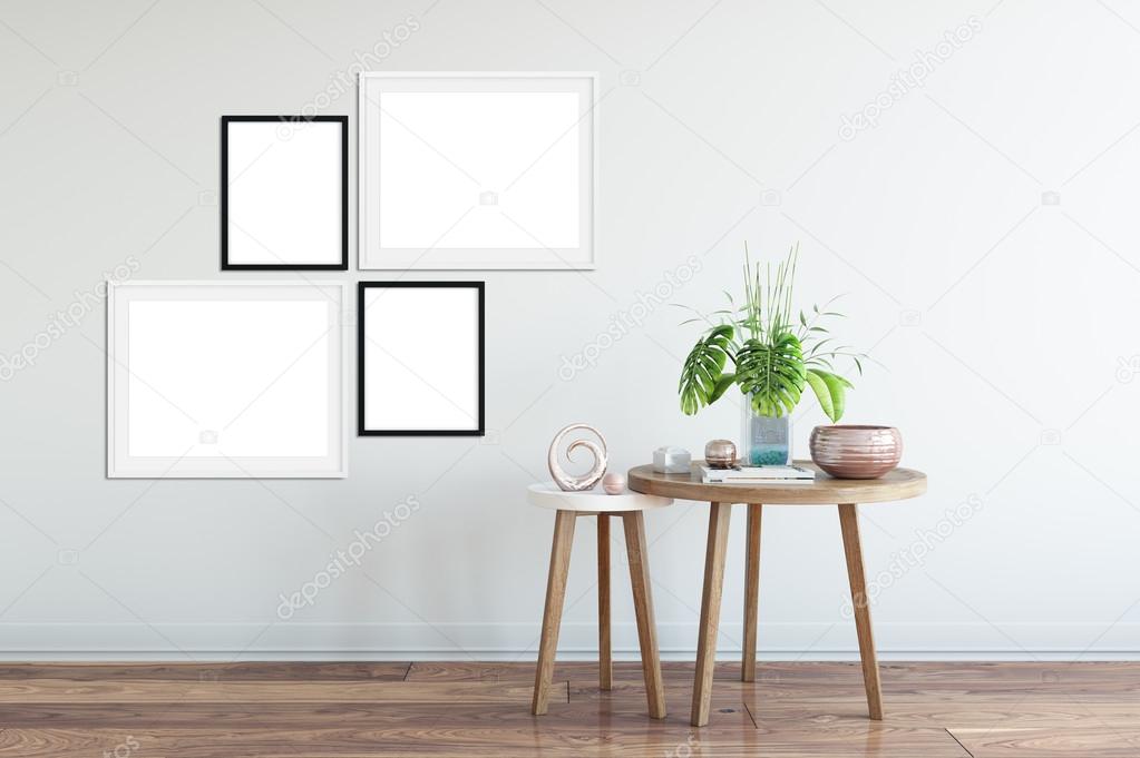 Frame mockup, Poster mock-up, Product Mockups, Canvas Mockup, Presentation art work, scandinavian style  Stock Image