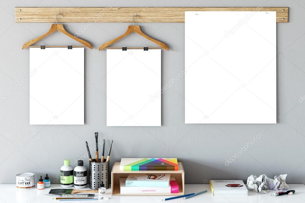 Frame mockup, Poster mock-up, Product Mockups, Canvas Mockup, Presentation art work, scandinavian style  Stock Image