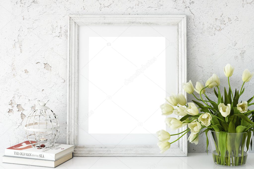 Frame mockup, Poster mock-up, Product Mockups, Canvas Mockup, Presentation art work, scandinavian style  Stock Image