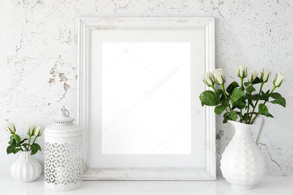 Frame mockup, Poster mock-up, Product Mockups, Canvas Mockup, Presentation art work, scandinavian style  Stock Image