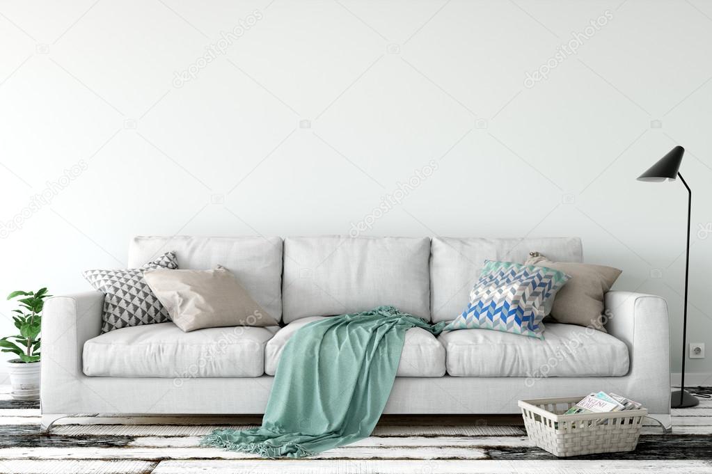 Wall, Wall Interior, Frame mockup, Poster mock-up, Product Mockups, Canvas Mockup, Presentation art work, scandinavian style  Stock Image