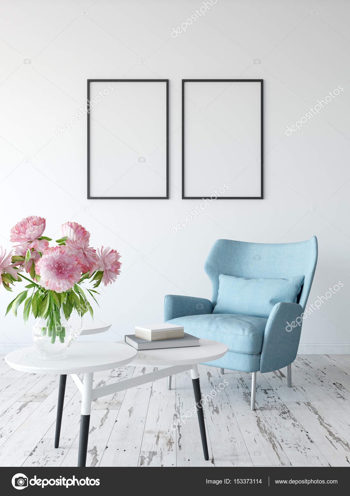 Manichino di poster nel salotto interno — foto stock © yuri u #153373114 Poster per salotto