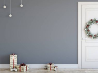 Duvar Noel iç kadar sahte. İskandinav tarzı. Duvar sanatı. 3D render, 3d çizim