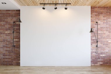 Ofis duvar iç kadar sahte. Duvar sanatı. 3D render, 3d çizim